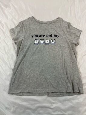Social Edition "You Are Not My Type" Graphic Tee Gray Medium‎